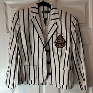 Lauren Ralph Lauren Women's Blazer - Navy Stripes on White
